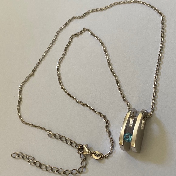 💎Blue real topaz stone silver trendy necklace - Picture 8 of 8